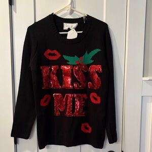 NWT - KISS ME - Black and Red Sequin Sweater